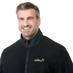 Kahuzi Recycled Sherpa Fleece Full Zip Jacket for Men Embroidery - Black/Black - Left Angle On Model