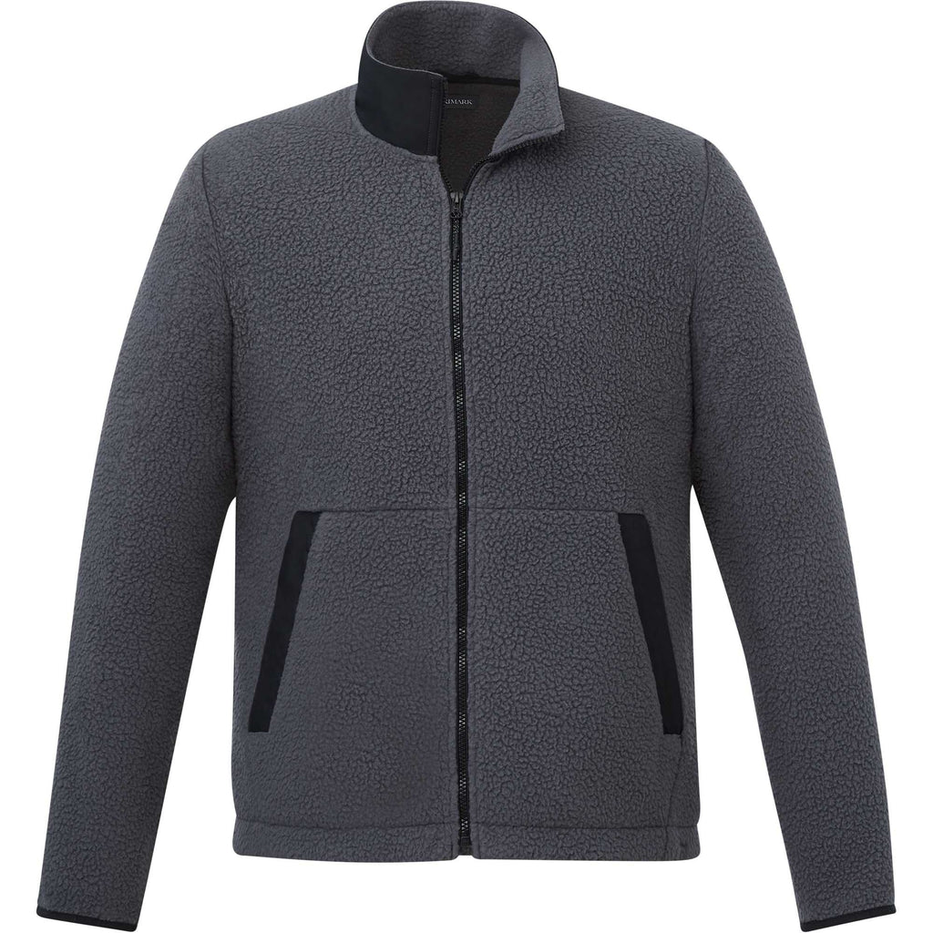 Kahuzi Recycled Sherpa Fleece Full Zip Jacket for Men Embroidery - Grey Storm/Black - Front