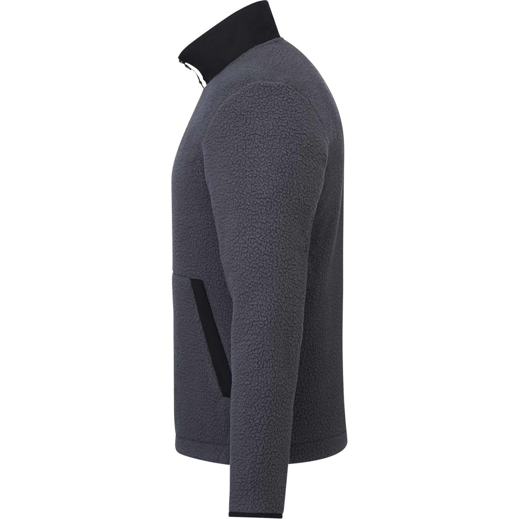 Kahuzi Recycled Sherpa Fleece Full Zip Jacket for Men Embroidery - Grey Storm/Black - Left Side