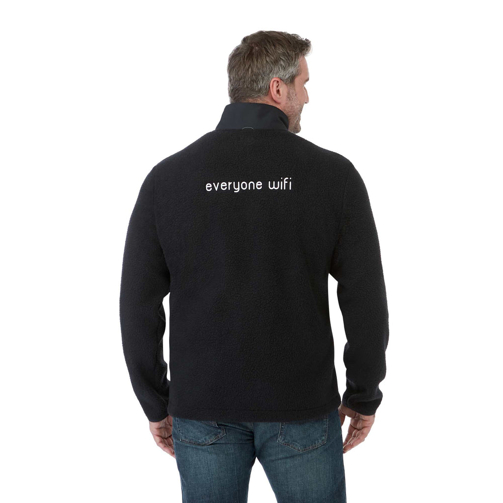 Kahuzi Recycled Sherpa Fleece Full Zip Jacket for Men Transfer - Black/Black - Back On Model