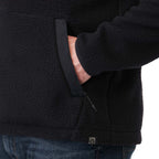 Kahuzi Recycled Sherpa Fleece Full Zip Jacket for Men Transfer - Black/Black - Left Angle On Model 3