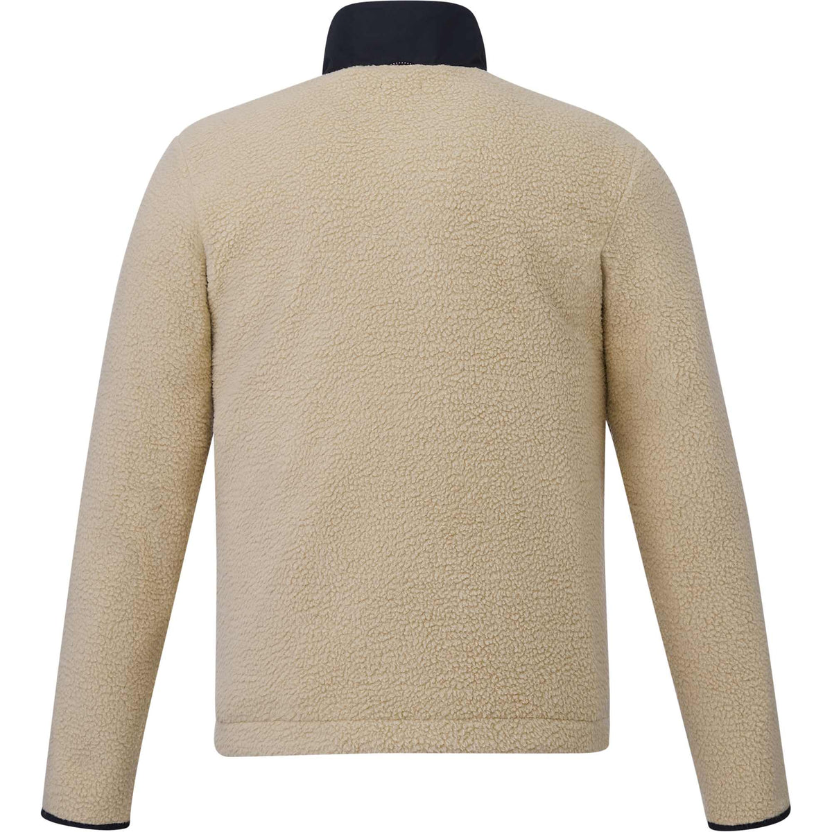 Kahuzi Recycled Sherpa Fleece Full Zip Jacket for Men Transfer - Desert Khaki/Black - Back