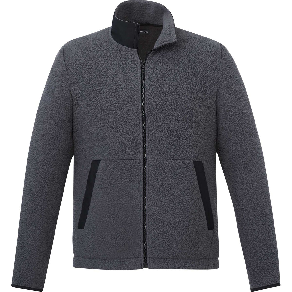 Kahuzi Recycled Sherpa Fleece Full Zip Jacket for Men Transfer - Grey Storm/Black - Front