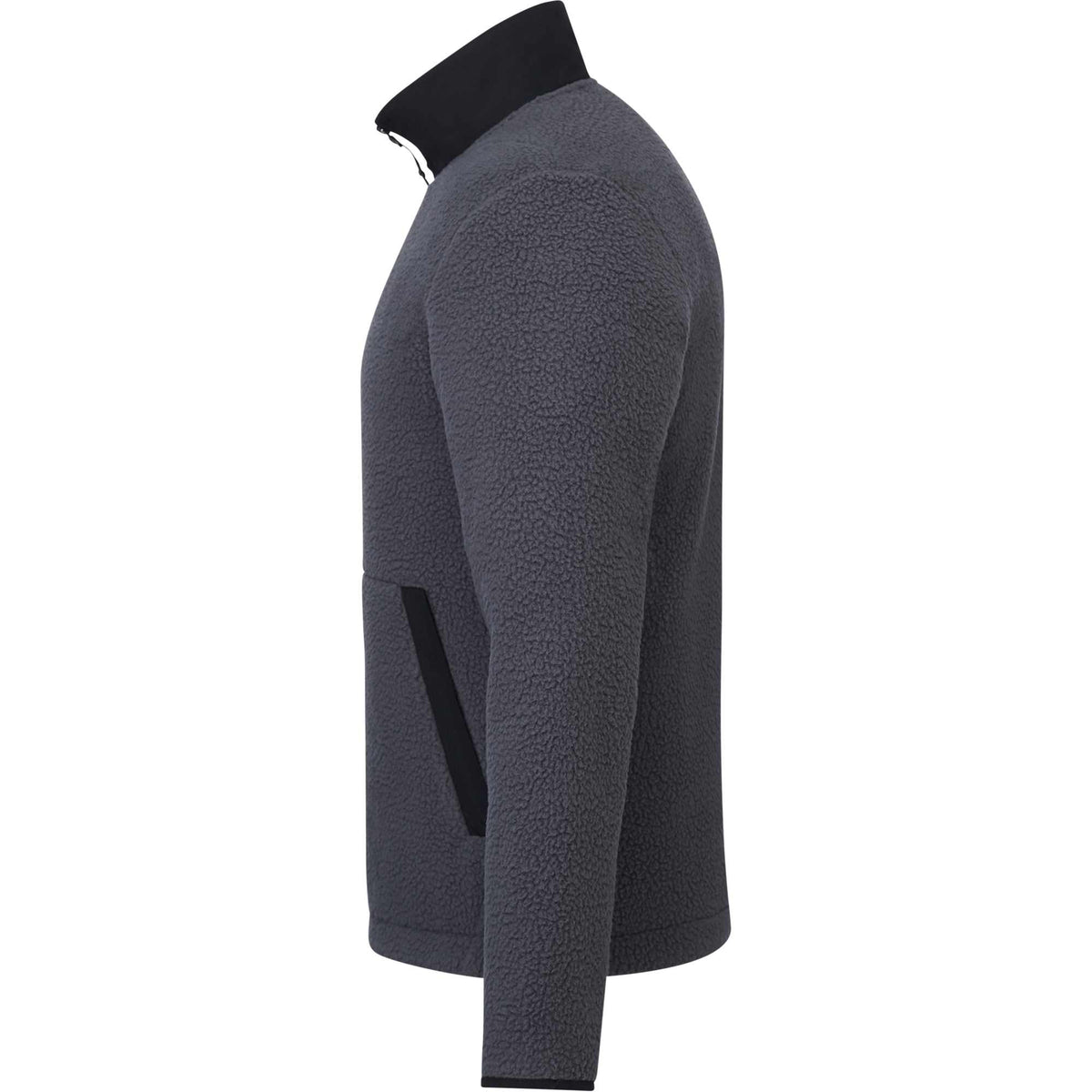 Kahuzi Recycled Sherpa Fleece Full Zip Jacket for Men Transfer - Grey Storm/Black - Left Side