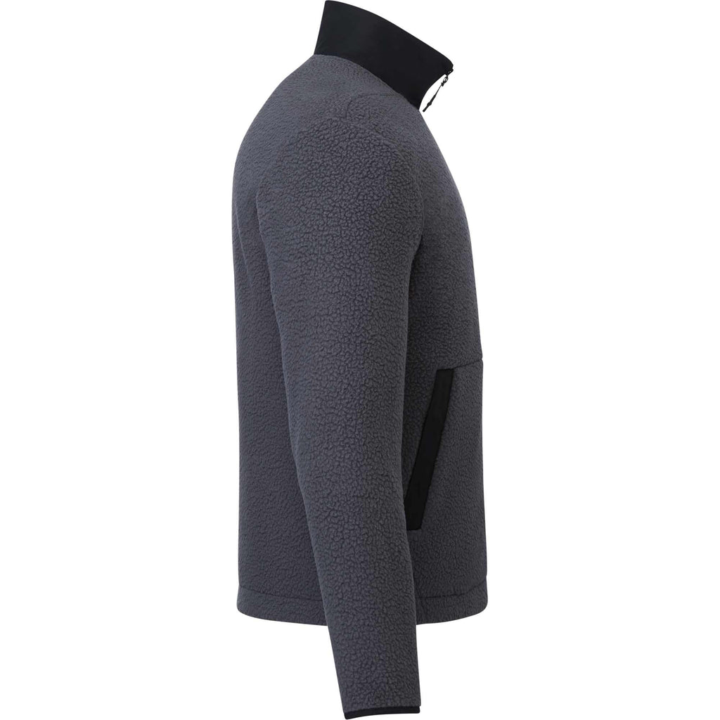 Kahuzi Recycled Sherpa Fleece Full Zip Jacket for Men Transfer - Grey Storm/Black - Right Side