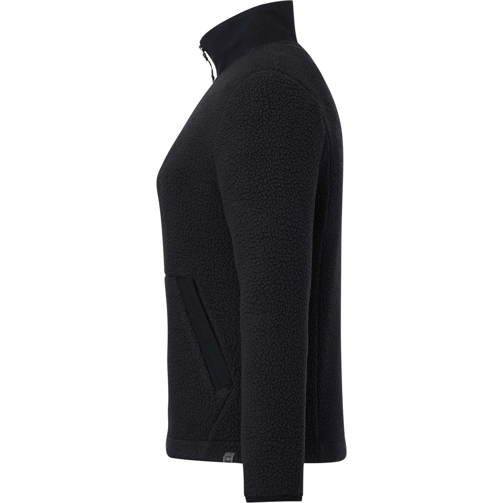 Kahuzi Recycled Sherpa Fleece Full Zip Jacket for Women Transfer - Black/Black - Left Side