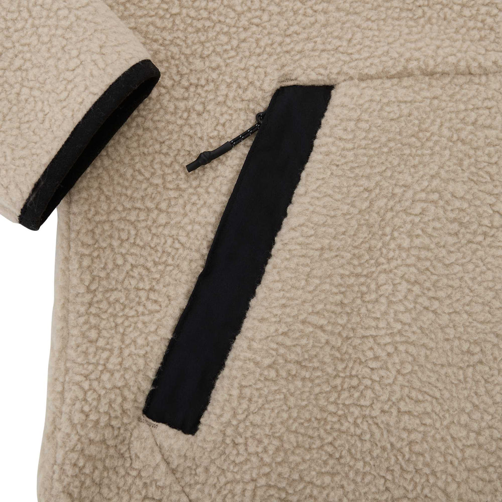 Kahuzi Recycled Sherpa Fleece Full Zip Jacket for Women Transfer - Desert Khaki/Black - Detail 3