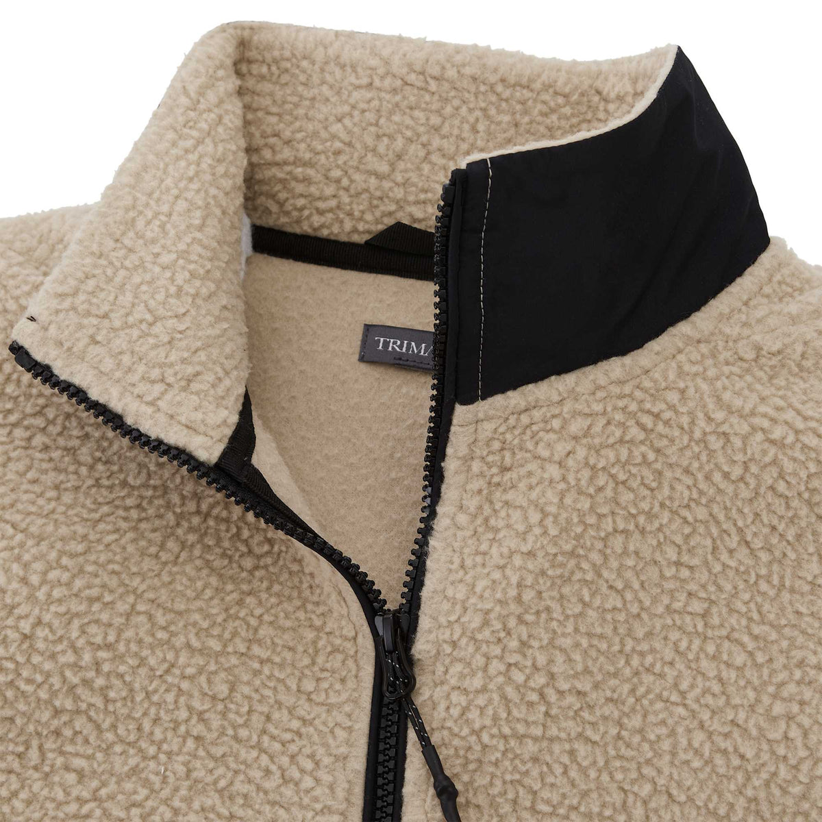Kahuzi Recycled Sherpa Fleece Full Zip Jacket for Women Transfer - Desert Khaki/Black - Detail