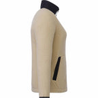 Kahuzi Recycled Sherpa Fleece Full Zip Jacket for Women Transfer - Desert Khaki/Black - Right Side