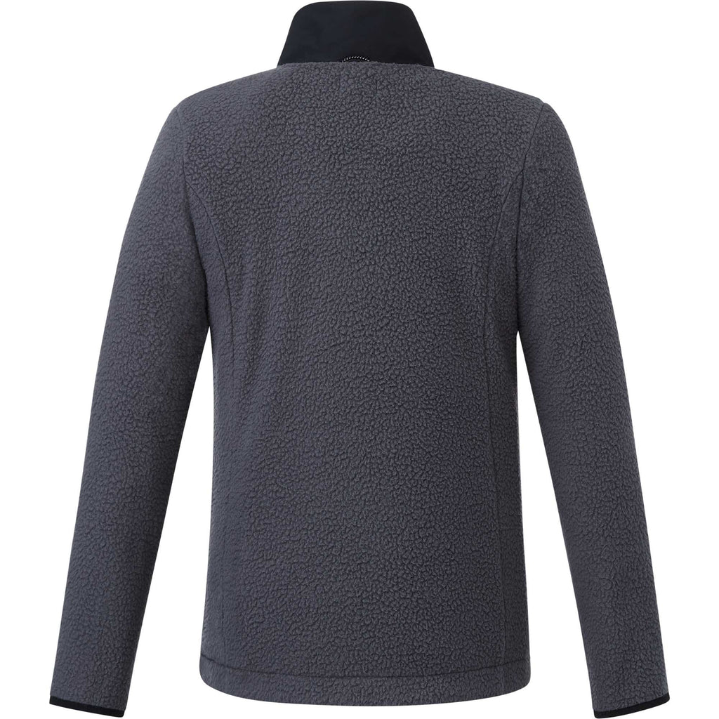 Kahuzi Recycled Sherpa Fleece Full Zip Jacket for Women Transfer - Grey Storm/Black - Back