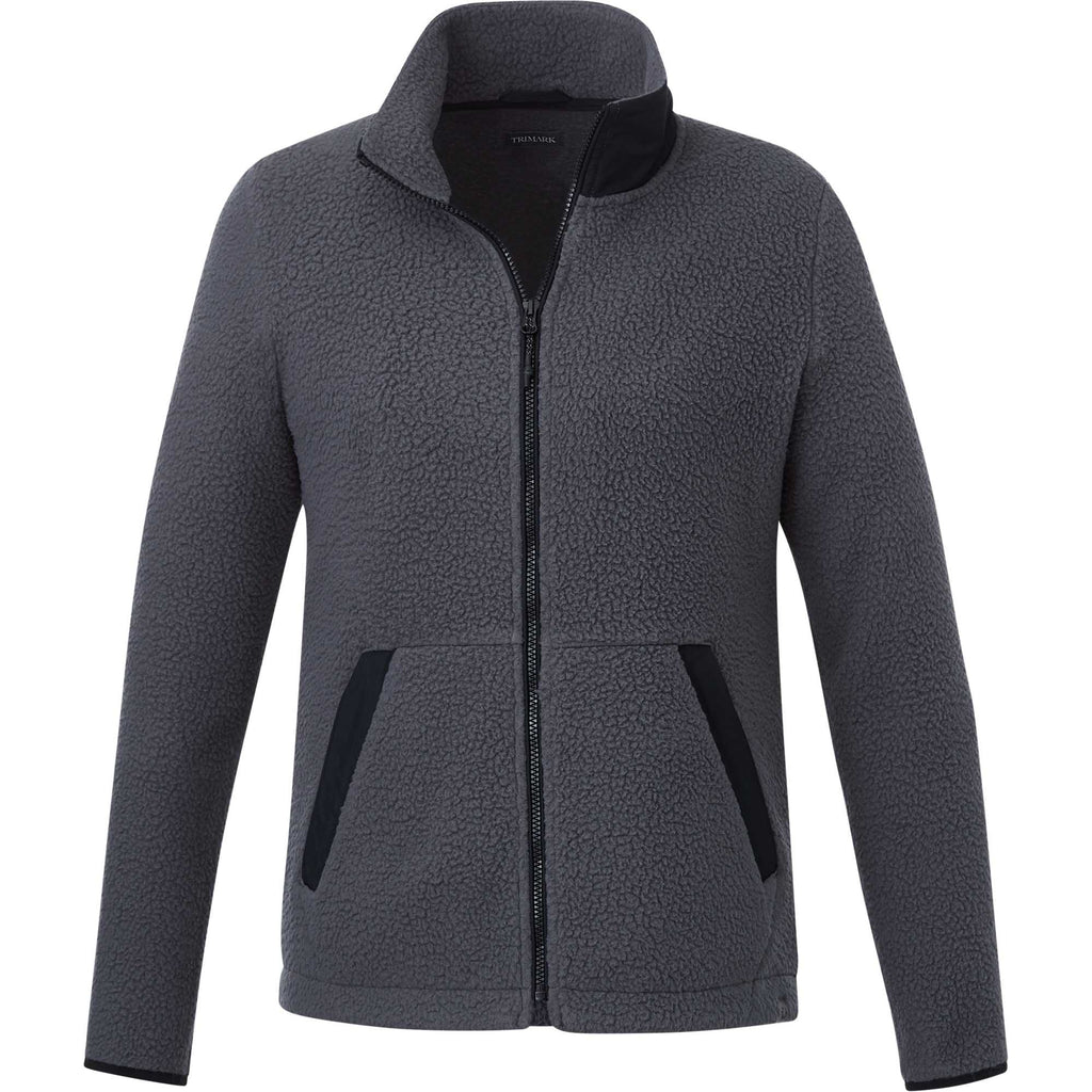 Kahuzi Recycled Sherpa Fleece Full Zip Jacket for Women Transfer - Grey Storm/Black - Front