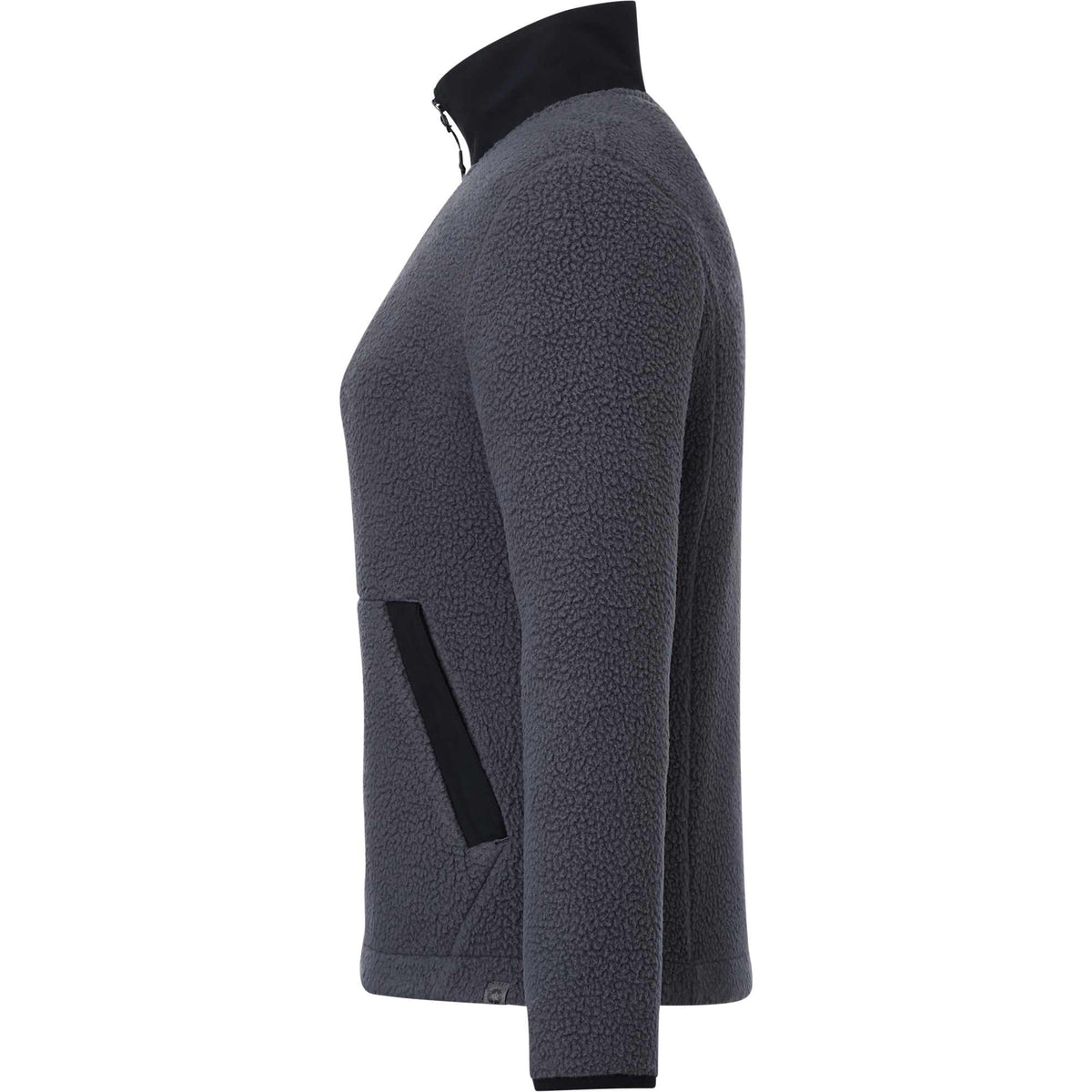 Kahuzi Recycled Sherpa Fleece Full Zip Jacket for Women Transfer - Grey Storm/Black - Left Side