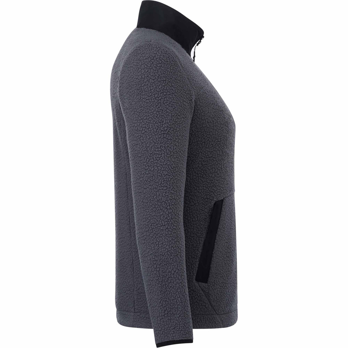 Kahuzi Recycled Sherpa Fleece Full Zip Jacket for Women Transfer - Grey Storm/Black - Right Side