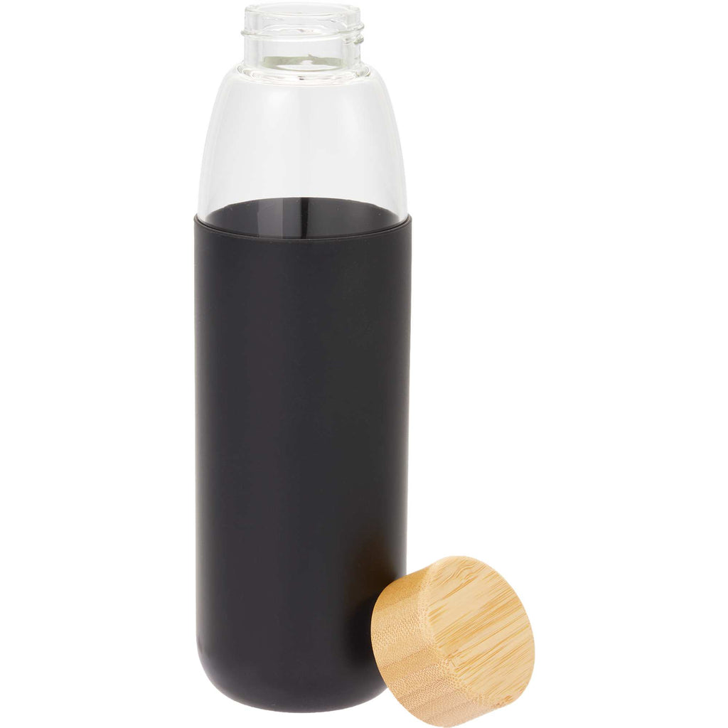 Kai Glass Water Bottle with Silicone Sleeve, 18 oz - Black - Detail