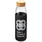 Kai Glass Water Bottle with Silicone Sleeve, 18 oz - Black - Front