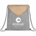 Kai PolyCanvas Drawstring Bag with Slash Pocket - Gray - Front
