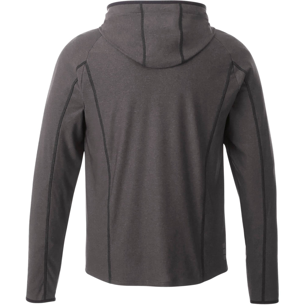 Kaiser Stretch Knit Full Zip Hoodie for Men Transfer - Black Smoke Heather - Back Flat
