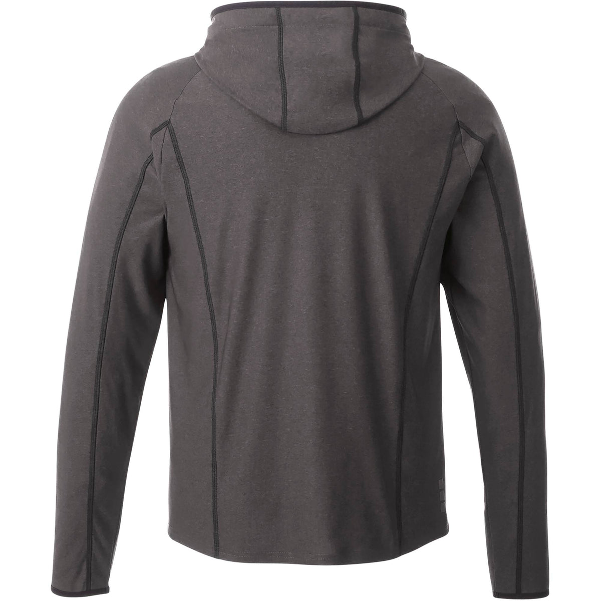 Kaiser Stretch Knit Full Zip Hoodie for Men Transfer - Black Smoke Heather - Back Flat