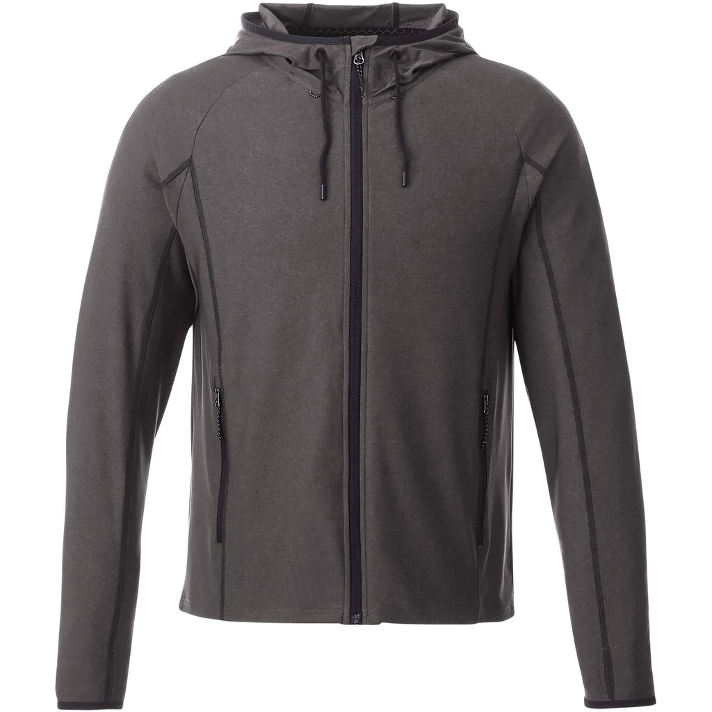 Kaiser Stretch Knit Full Zip Hoodie for Men Transfer - Black Smoke Heather - Front Flat