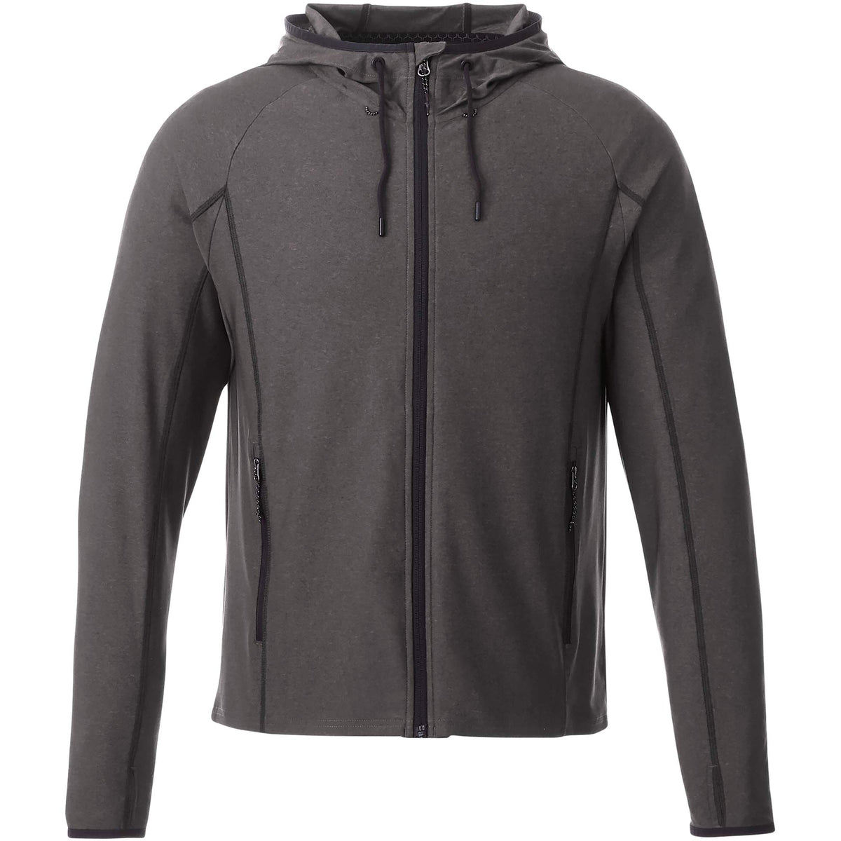 Kaiser Stretch Knit Full Zip Hoodie for Men Transfer - Black Smoke Heather - Front Flat