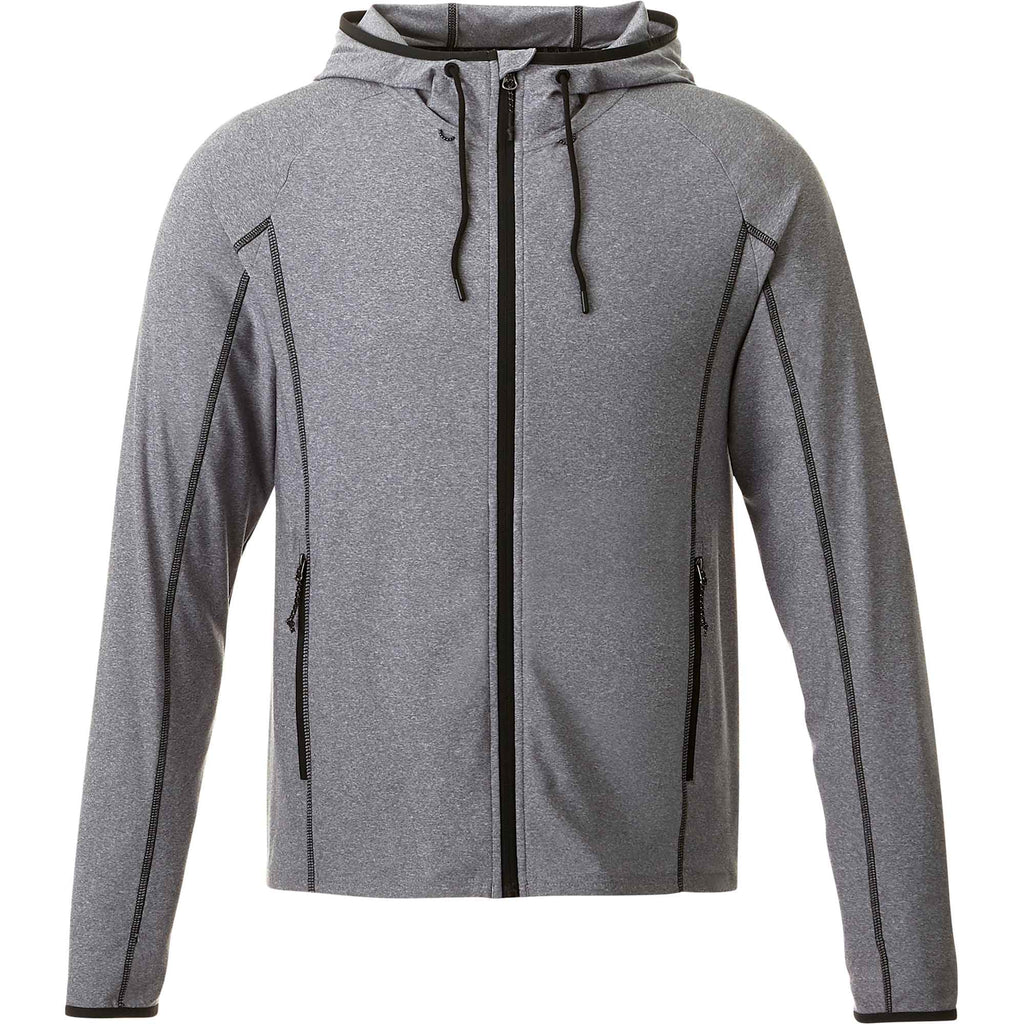 Kaiser Stretch Knit Full Zip Hoodie for Men Transfer - Medium Heather Grey - Front Flat