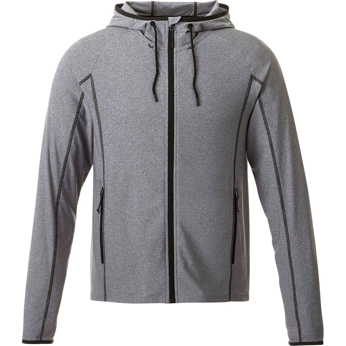 Kaiser Stretch Knit Full Zip Hoodie for Men Transfer - Medium Heather Grey - Front Flat