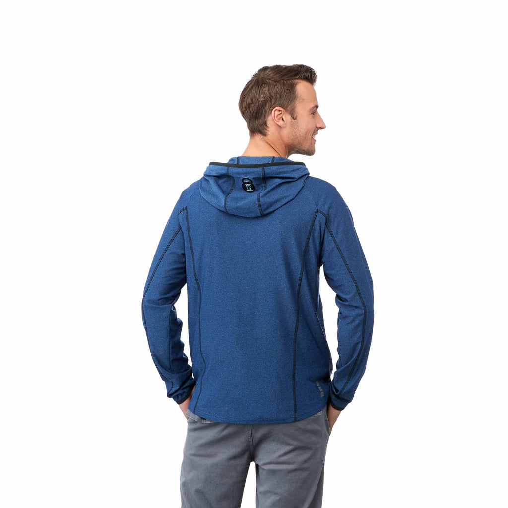 Kaiser Stretch Knit Full Zip Hoodie for Men Transfer - Olympic Blue Heather - Back Flat