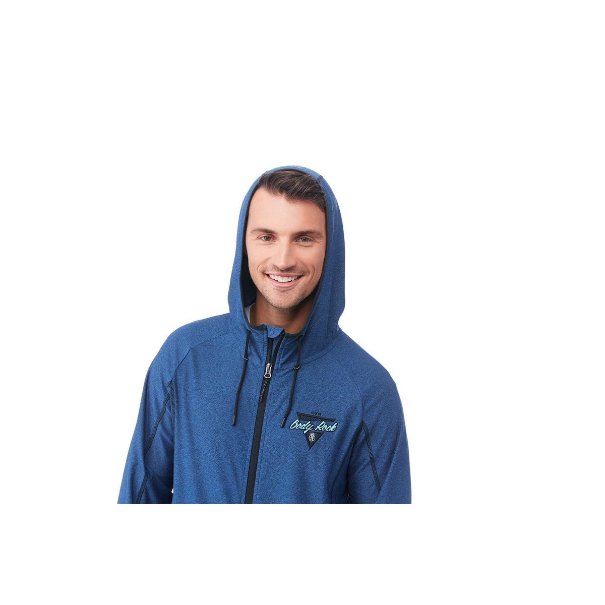 Kaiser Stretch Knit Full Zip Hoodie for Men Transfer - Olympic Blue Heather - Flat 2