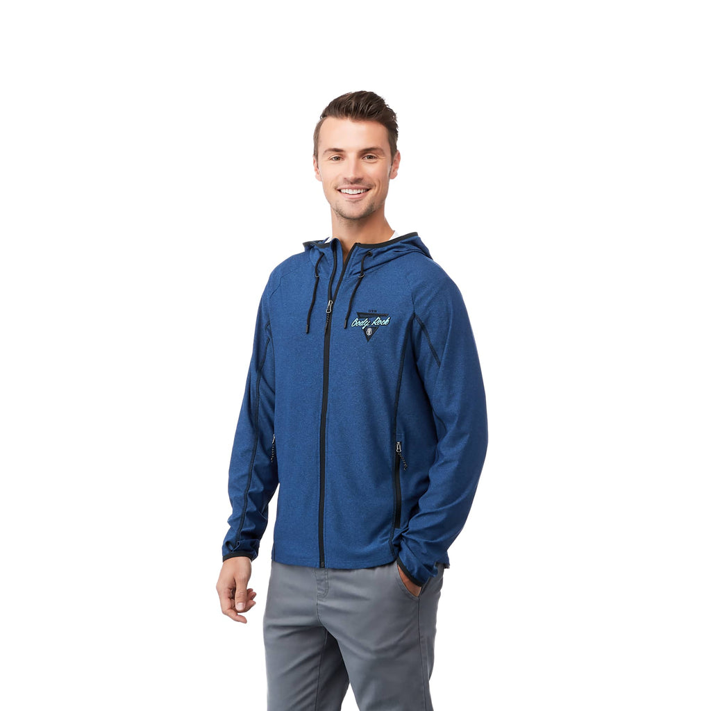 Kaiser Stretch Knit Full Zip Hoodie for Men Transfer - Olympic Blue Heather - Front Flat