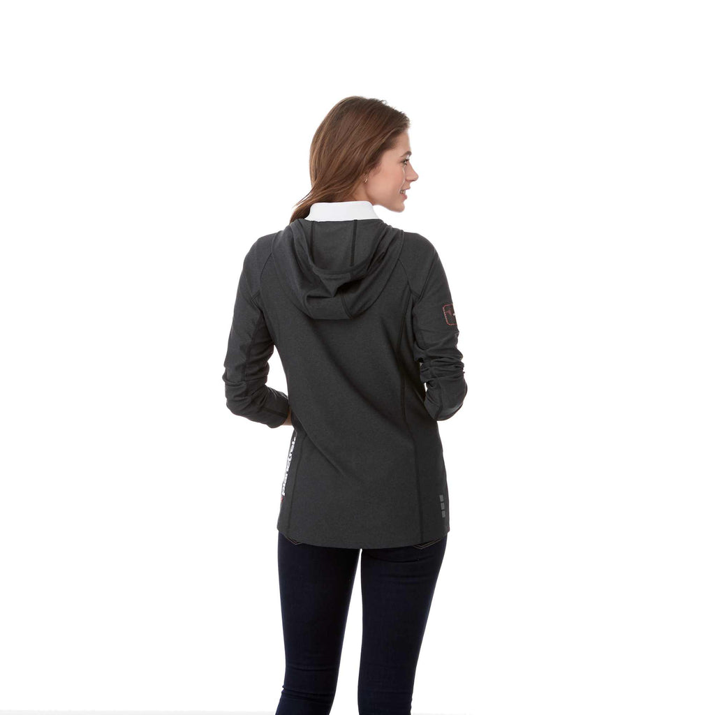 Kaiser Stretch Knit Full Zip Hoodie for Women Transfer - Black Smoke Heather - Back On Model