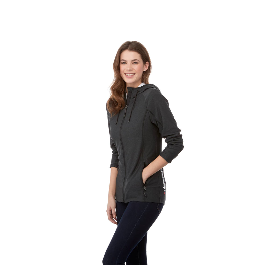 Kaiser Stretch Knit Full Zip Hoodie for Women Transfer - Black Smoke Heather - On Model 2