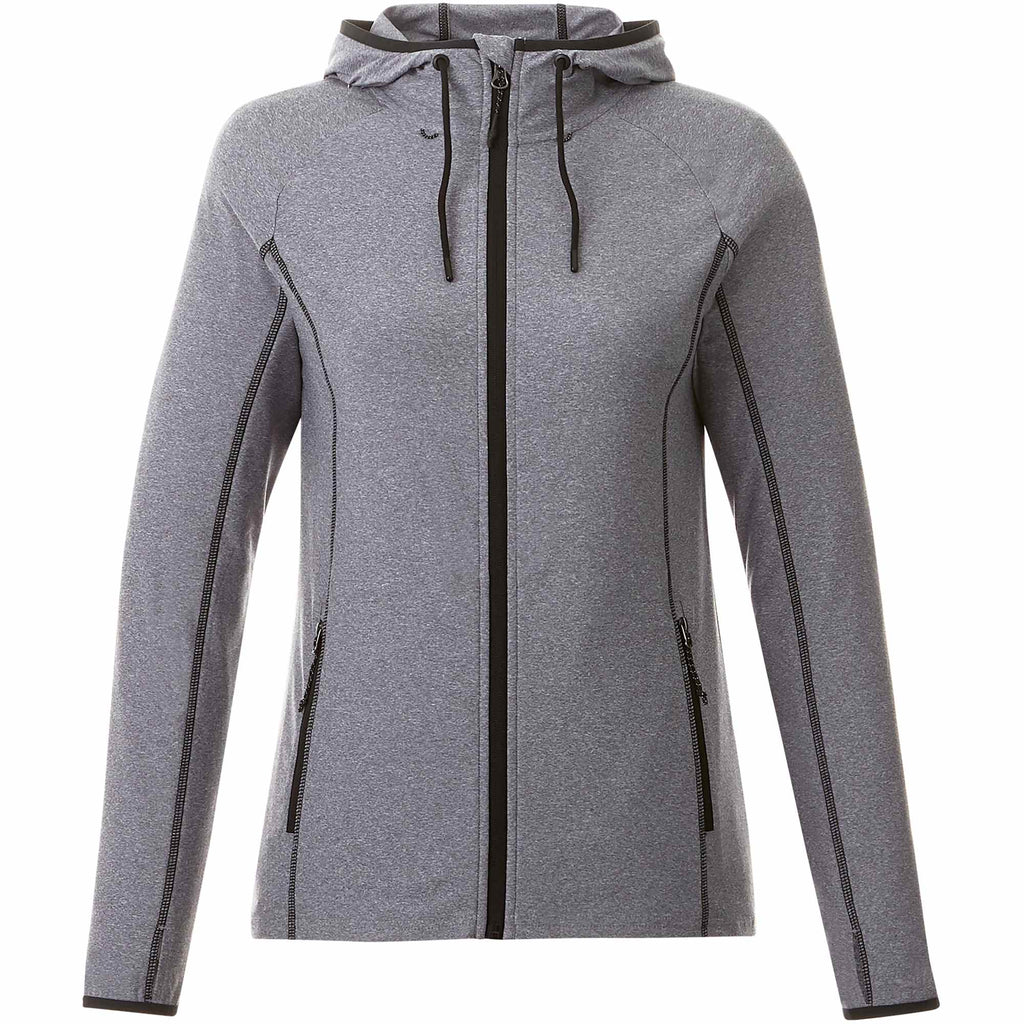 Kaiser Stretch Knit Full Zip Hoodie for Women Transfer - Medium Heather Grey - Front Flat