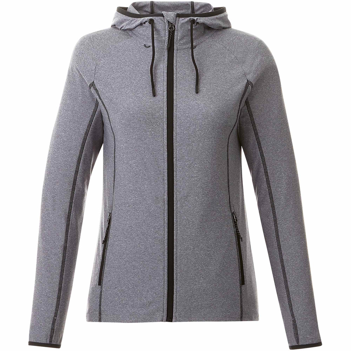 Kaiser Stretch Knit Full Zip Hoodie for Women Transfer - Medium Heather Grey - Front Flat