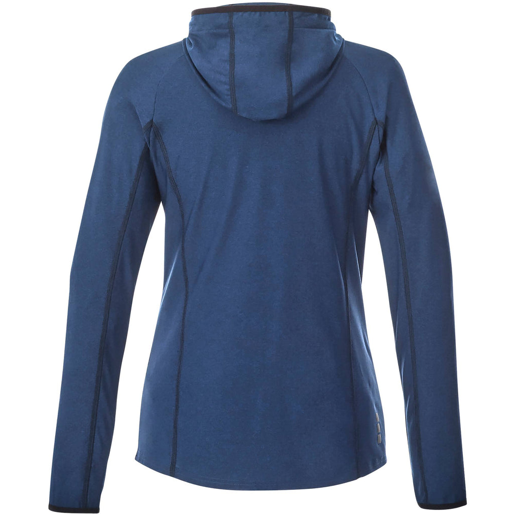 Kaiser Stretch Knit Full Zip Hoodie for Women Transfer - Olympic Blue Heather - Back Flat