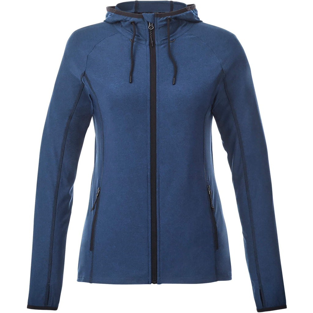 Kaiser Stretch Knit Full Zip Hoodie for Women Transfer - Olympic Blue Heather - Front Flat