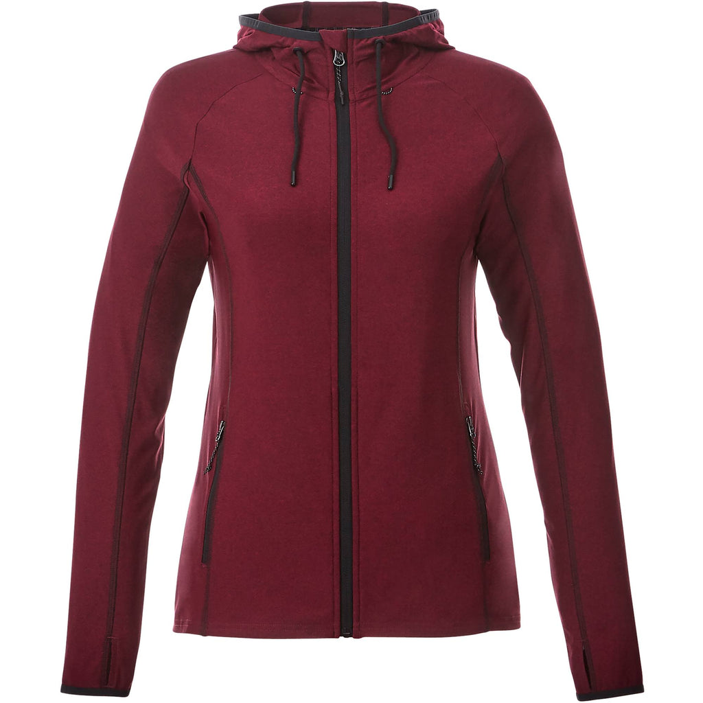 Kaiser Stretch Knit Full Zip Hoodie for Women Transfer - Vintage Red Heather - Front Flat