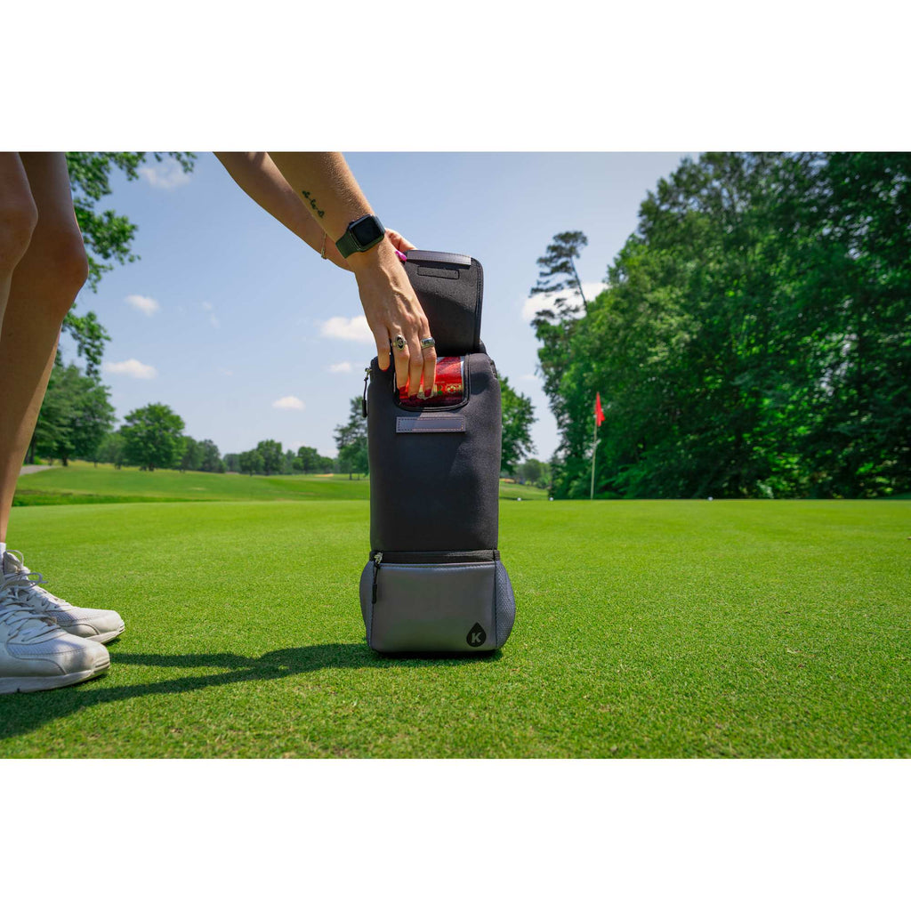 Kanga Hideaway Golf Bag Cooler for 6 Cans Transfer - Black/Gray - Front Lifestyle 4