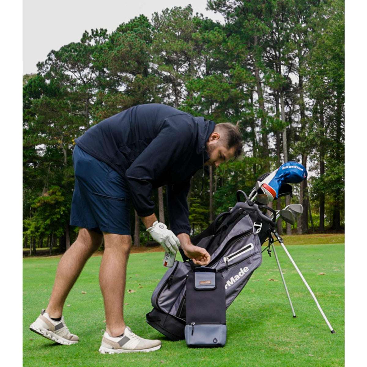 Kanga Hideaway Golf Bag Cooler for 6 Cans Transfer - Black/Gray - Front Lifestyle 5