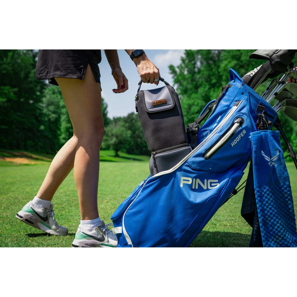 Kanga Hideaway Golf Bag Cooler for 6 Cans Transfer - Black/Gray - Front Lifestyle
