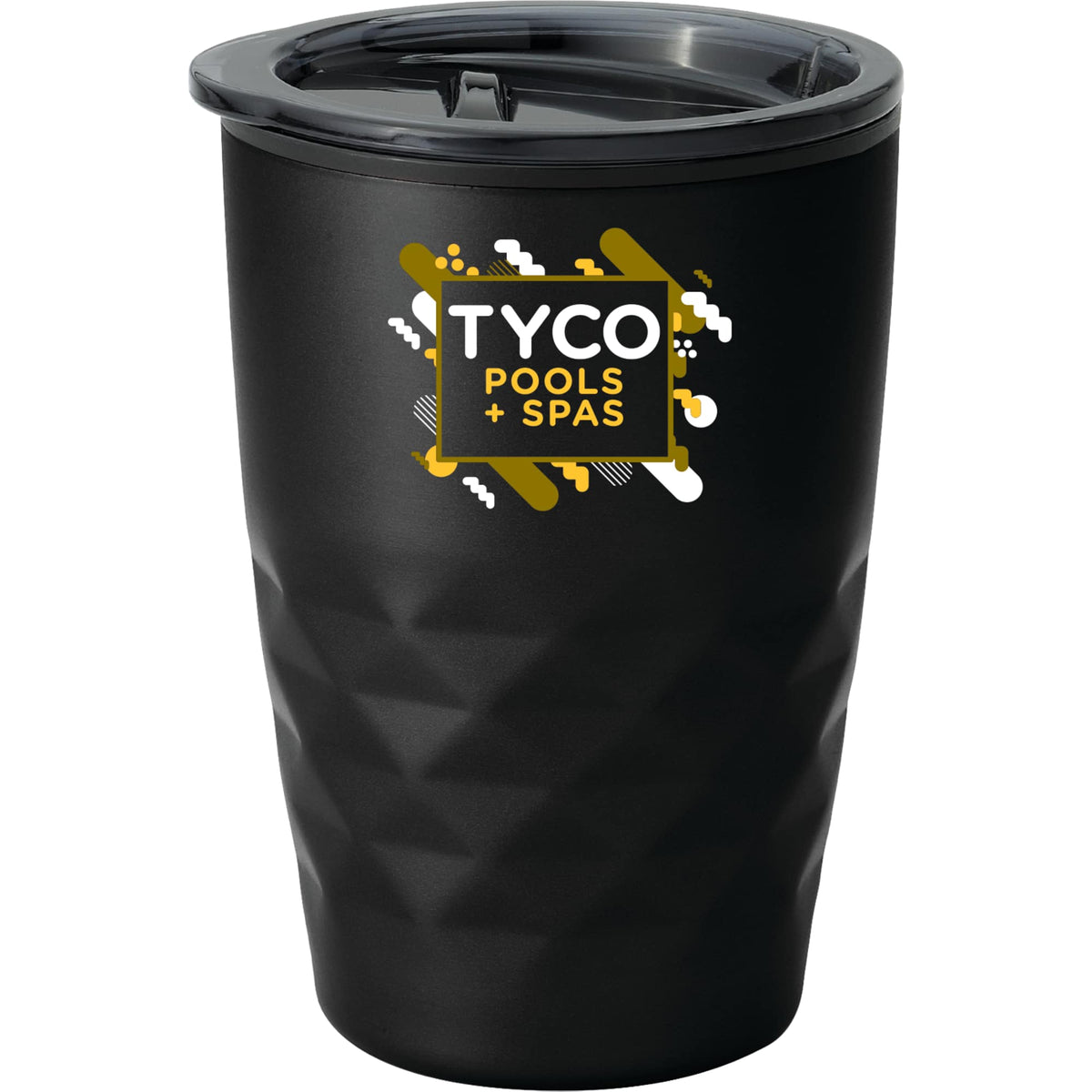 Kappa Insulated Tumbler with Slide Lid, 12 oz Full Color - Black - Front