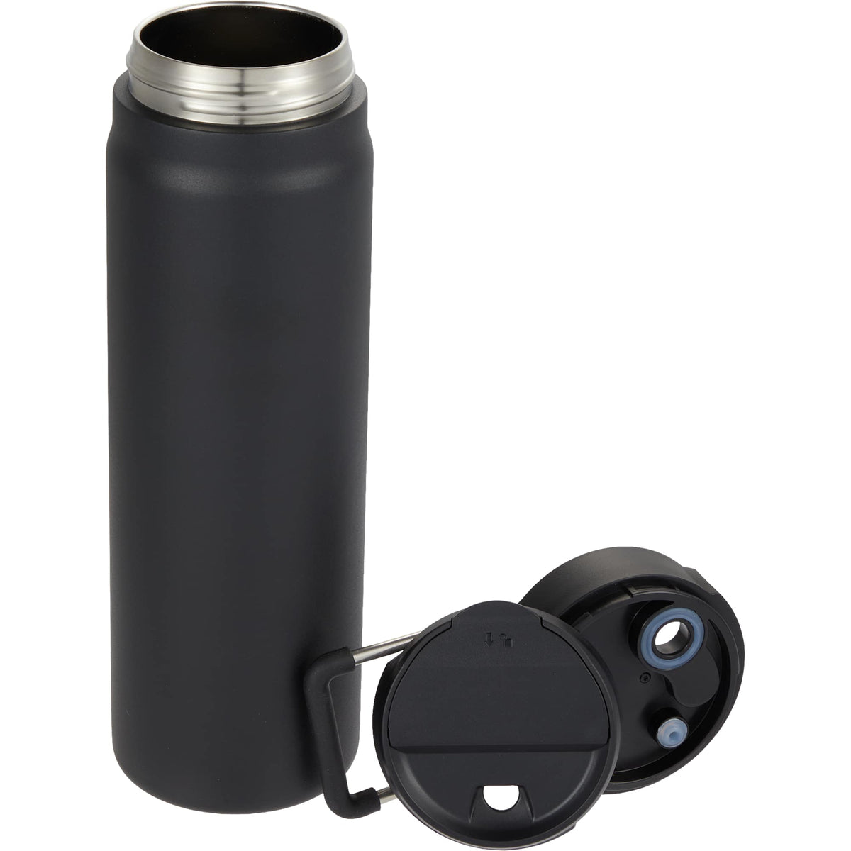 Kara Insulated Bottle with Swivel Lid in Recycled Steel, 24 oz Full Color - Black - Detail 2