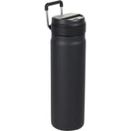 Kara Insulated Bottle with Swivel Lid in Recycled Steel, 24 oz Full Color - Black - Right Angle
