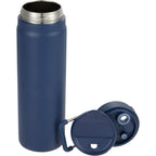 Kara Insulated Bottle with Swivel Lid in Recycled Steel, 24 oz Full Color - Navy - Detail 2