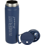 Kara Insulated Bottle with Swivel Lid in Recycled Steel, 24 oz Full Color - Navy - Detail