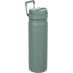 Kara Insulated Bottle with Swivel Lid in Recycled Steel, 24 oz Full Color - Sage - Right Angle