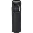 Kara Insulated Bottle with Swivel Lid in Recycled Steel, 24 oz Laser Engraving - Black - Back