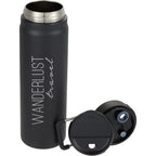 Kara Insulated Bottle with Swivel Lid in Recycled Steel, 24 oz Laser Engraving - Black - Detail