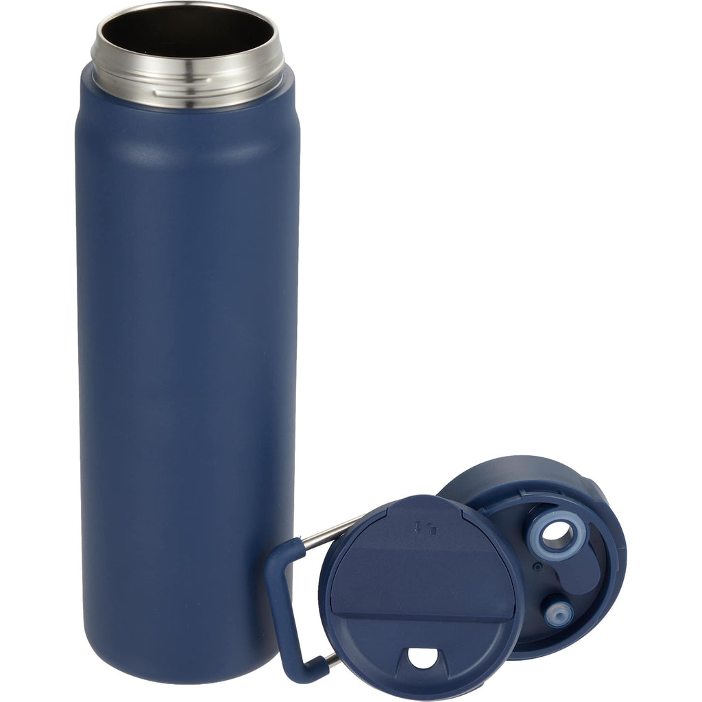 Kara Insulated Bottle with Swivel Lid in Recycled Steel, 24 oz Laser Engraving - Navy - Detail 2