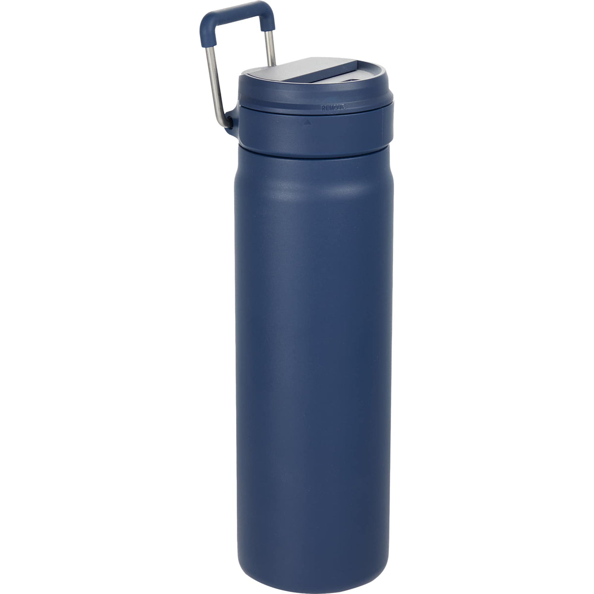 Kara Insulated Bottle with Swivel Lid in Recycled Steel, 24 oz Laser Engraving - Navy - Right Angle