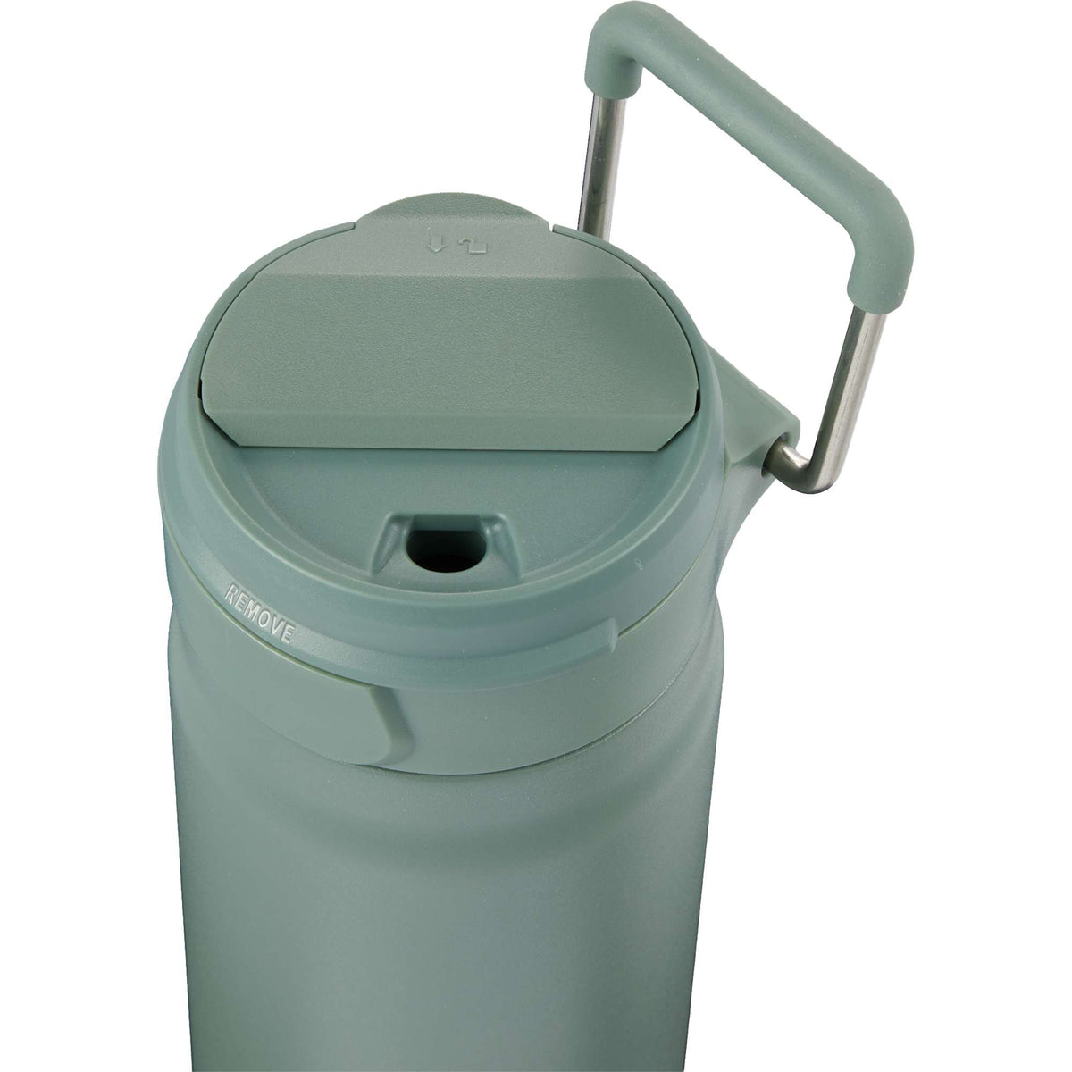 Kara Insulated Bottle with Swivel Lid in Recycled Steel, 24 oz Laser Engraving - Sage - Detail 4